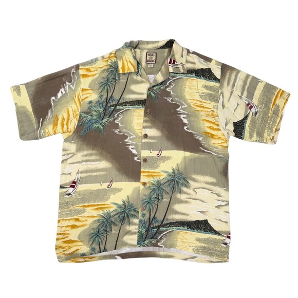 Tommy Bahama Mens Button-Up Short Sleeve Silk Hawaiian Sailboat Colorful Shirt L - Picture 3 of 15